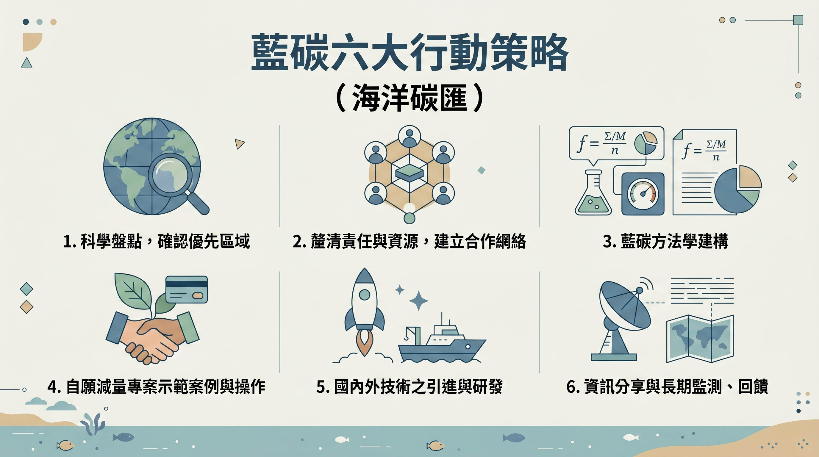 藍碳六大行動策略（海洋碳匯）